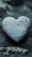 Obraz premium Heart-Shaped Stone on Dark Surface