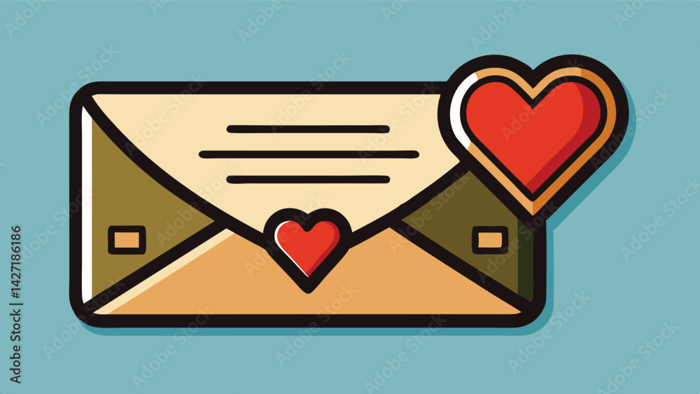 Aufkleber colorful illustration of an envelope with a heart and letter, perfect for digital communication and 