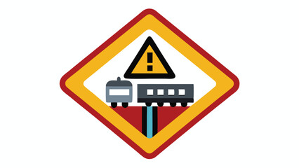 Colorful vector clipart of a warning traffic sign illustrating a car, suitable for transport and safety related projects