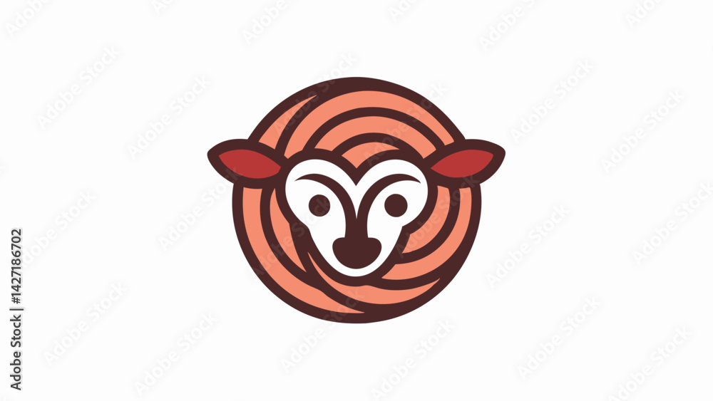 Poster stylized ram logo design featuring bold lines and intricate curves reflecting the strength and elega