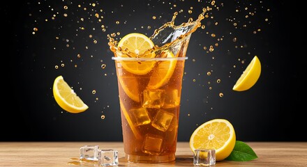 Refreshing Iced Tea Splash with Lemon