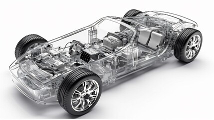 Fototapeta premium Automobile transparency representation showcasing internal engineering and design