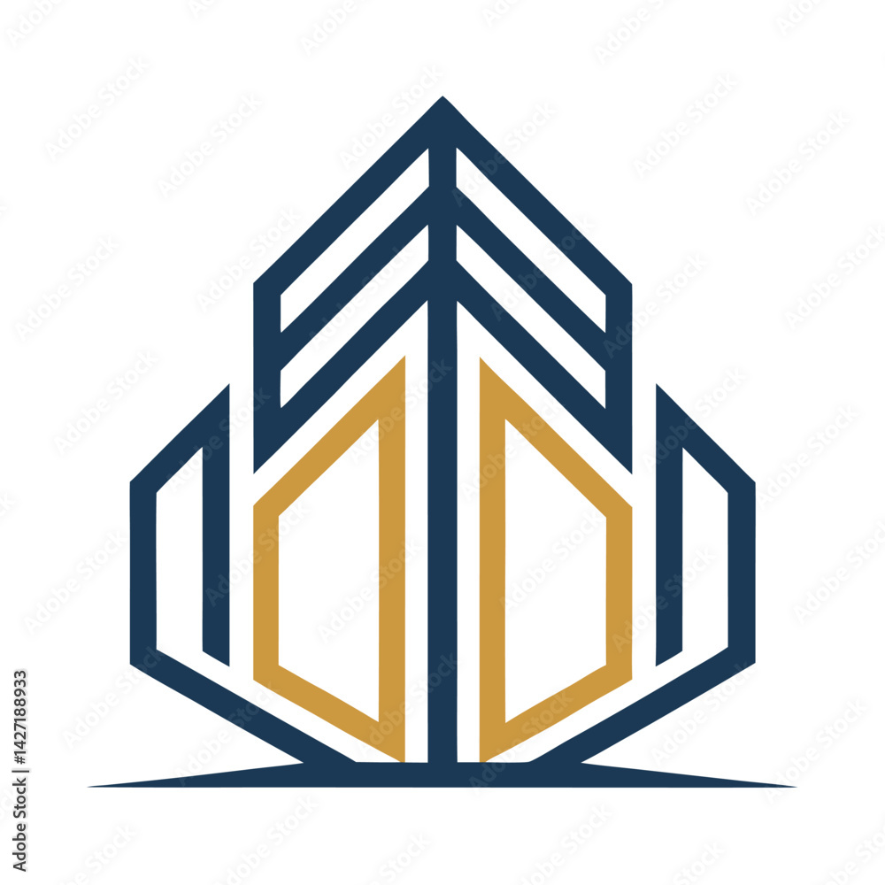 Poster modern geometric logo design featuring abstract shapes and lines constructed with bold colors suitab