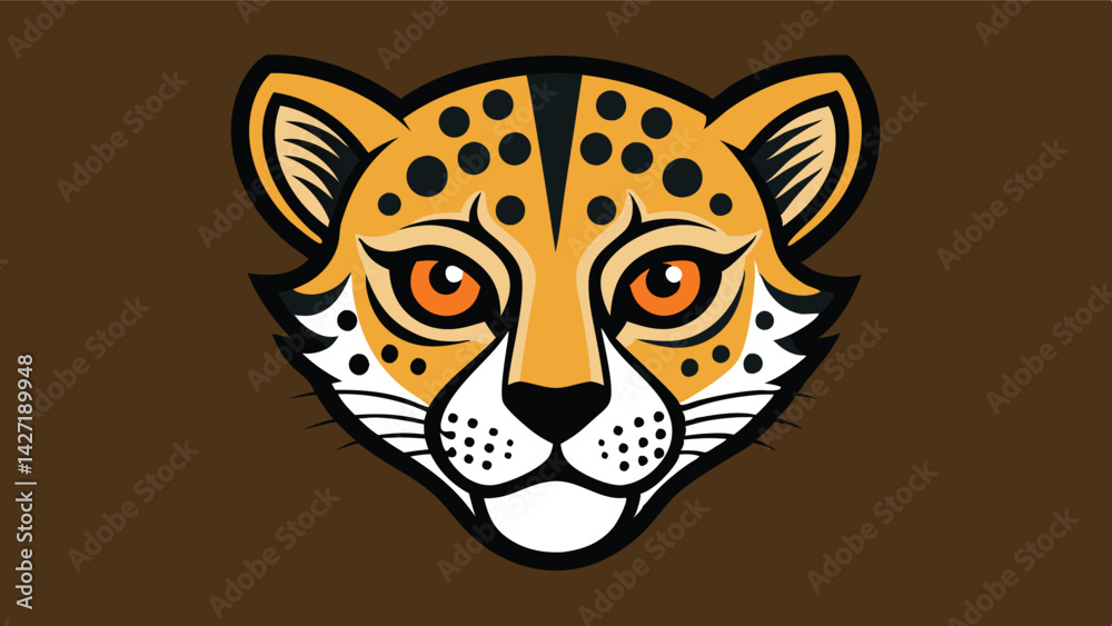 Aufkleber stylized leopard head logo design featuring vibrant colors and distinct facial features for graphic 