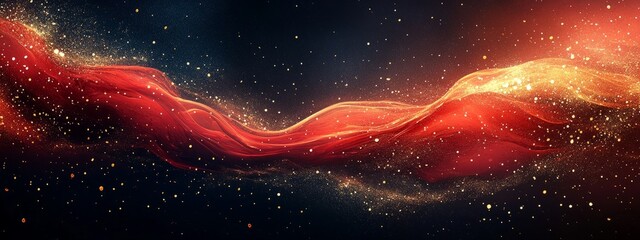 Obraz premium Luxurious Deep Ruby Banner with Silver Shimmering Frame