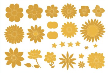 Simple style modern illustration incorporates design templates with sun and flowers as objects