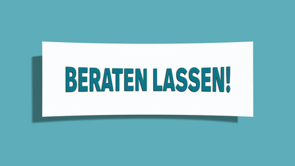 Beraten lassen (Get advice) - A card isolated on light green background.