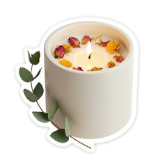 Aromatherapy Candle Sticker with Dried Flowers and Eucalyptus