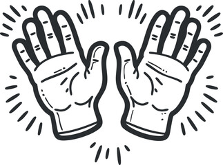 Illustration of two open hands with a burst effect symbolizing welcome and positivity.