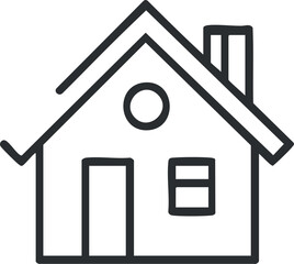 A simple outline of a house with a door and a window, representing home and shelter.