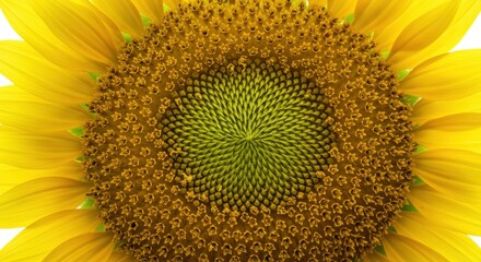 Close-up of a Vibrant Sunflower Head on White Background