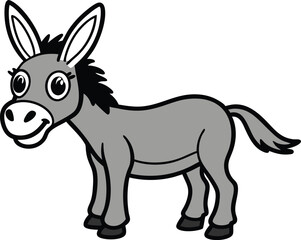 Illustration of Cute Donkey animal on white.