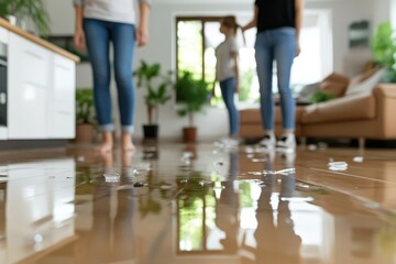 Water damage interior flood reflections messy situation