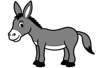 Illustration of Cute Donkey animal on white.