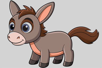 Illustration of Cute Donkey animal on white.