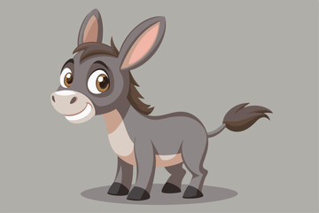 Illustration of Cute Donkey animal on white.