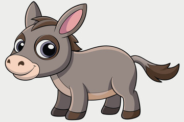 Illustration of Cute Donkey animal on white.