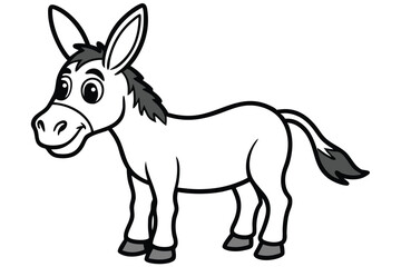 Illustration of Cute Donkey animal on white.