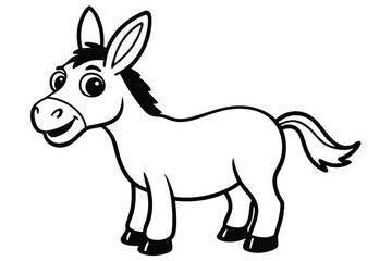 Illustration of Cute Donkey animal on white.