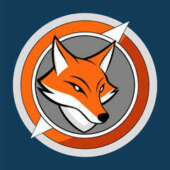Obraz premium Fox emblem: A stylized fox illustration, centered within a circular emblem, embodying elegance and a modern aesthetic. This design blends sharp lines with vibrant colors.