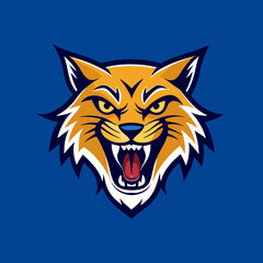 Obraz premium Wildcat Mascot Head: A fierce and stylized wildcat head mascot design, perfect for sports teams, logos, or branding. The wildcat's intense expression and vibrant colors convey power and ferocity.