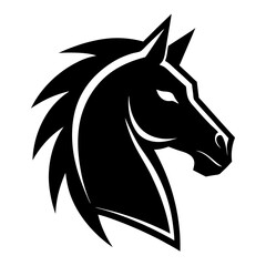 Majestic Horse Head Icon: A sleek, powerful silhouette of a horse head, presented in bold black against a clean backdrop, evokes strength and grace.