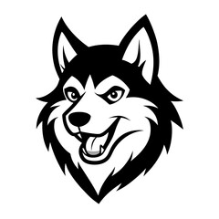 Fototapeta premium Huskie Dog Portrait: Captivating monochrome portrait of a husky dog, exuding confidence and alertness, showcases the breed's striking features in a minimalist design.