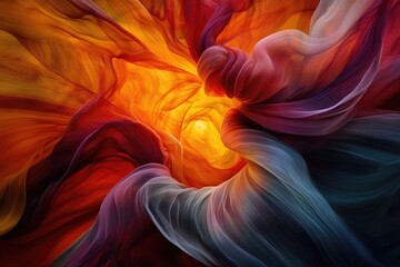 Abstract Fabric Vortex Fiery Hues  Swirling Motion.