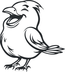 A cheerful cartoon bird with a joyful expression singing happily in a whimsical style.