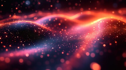 Fototapeta premium Glowing Abstract Digital Landscape with Particle Waves and Vibrant Color Gradients