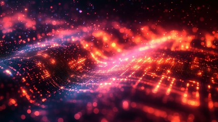 Obraz premium Futuristic Abstract Background of Luminous Circuit Board with Red and Blue Lights