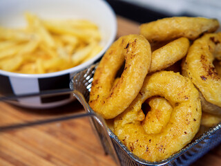 Freshly Cooked Golden Corn Donuts and Fries