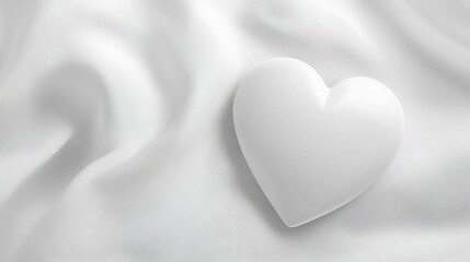 Fototapeta premium White Heart on White Fabric