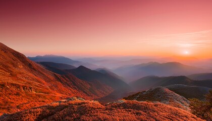 Fototapeta premium coral sunrise in the mountains soft abstract background or wallpaper 003