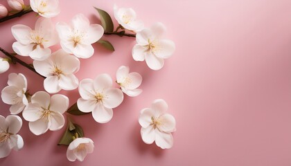 Delicate white blossoms on pink background.