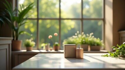 Sunlight Drenched Home Decor with Plants and Containers