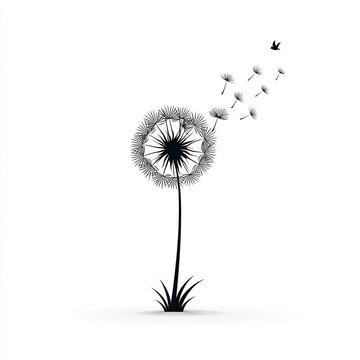 recommend clip art: stylized dandelion with seeds blowing illustration