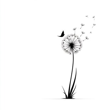 recommend clip art: stylized dandelion with seeds blowing illustration