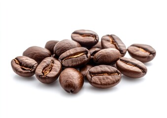 Naklejka premium Roasted coffee beans isolated on white.