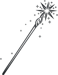 A magical wand with sparkling stars and light effects, perfect for fantasy themes and celebrations.