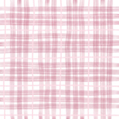 Pink Plaid Tartan Gingham Check Hand Drawn Background Pattern Overlay