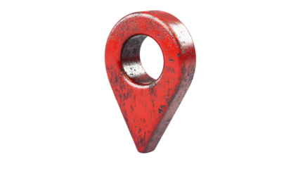 Rustic Red Location Pin with Weathered Texture for Vintage Map Marker and Navigation Design