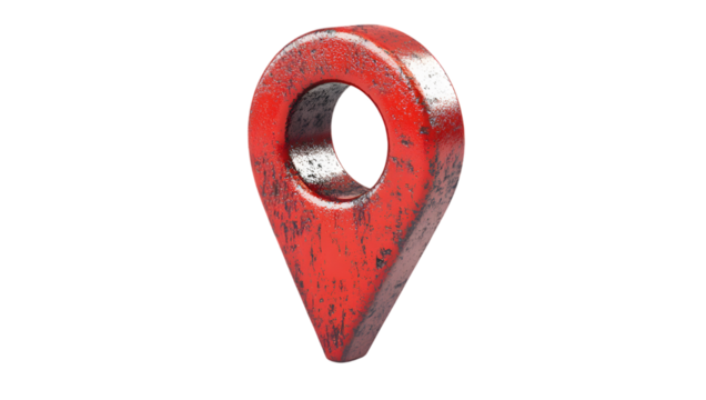 Rustic Red Location Pin with Weathered Texture for Vintage Map Marker and Navigation Design
