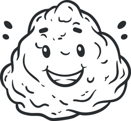 A cheerful cartoon character with a smiling face and playful expression.