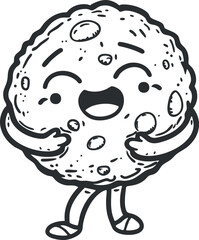 A cheerful cartoon cookie character with a happy expression, perfect for food-related themes.