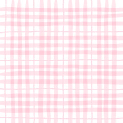 Pink Plaid Tartan Gingham Check Hand Drawn Background Pattern Overlay