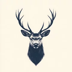  Elegant Deer Head Photo Illustration With Antlers And Detailed Fur Drawing Style © Biplob