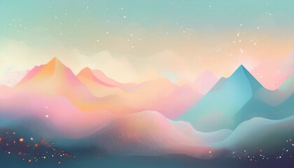 Obraz premium Pastel Colored Abstract Mountain Landscape with Soft Light and Particles