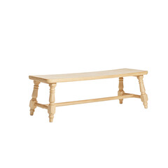 Isolated natural wood Windsor spindle bench seat centered for a classic and timeless look