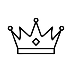 A simple line drawing of a crown with pointed edges and a diamond shape in the center design element